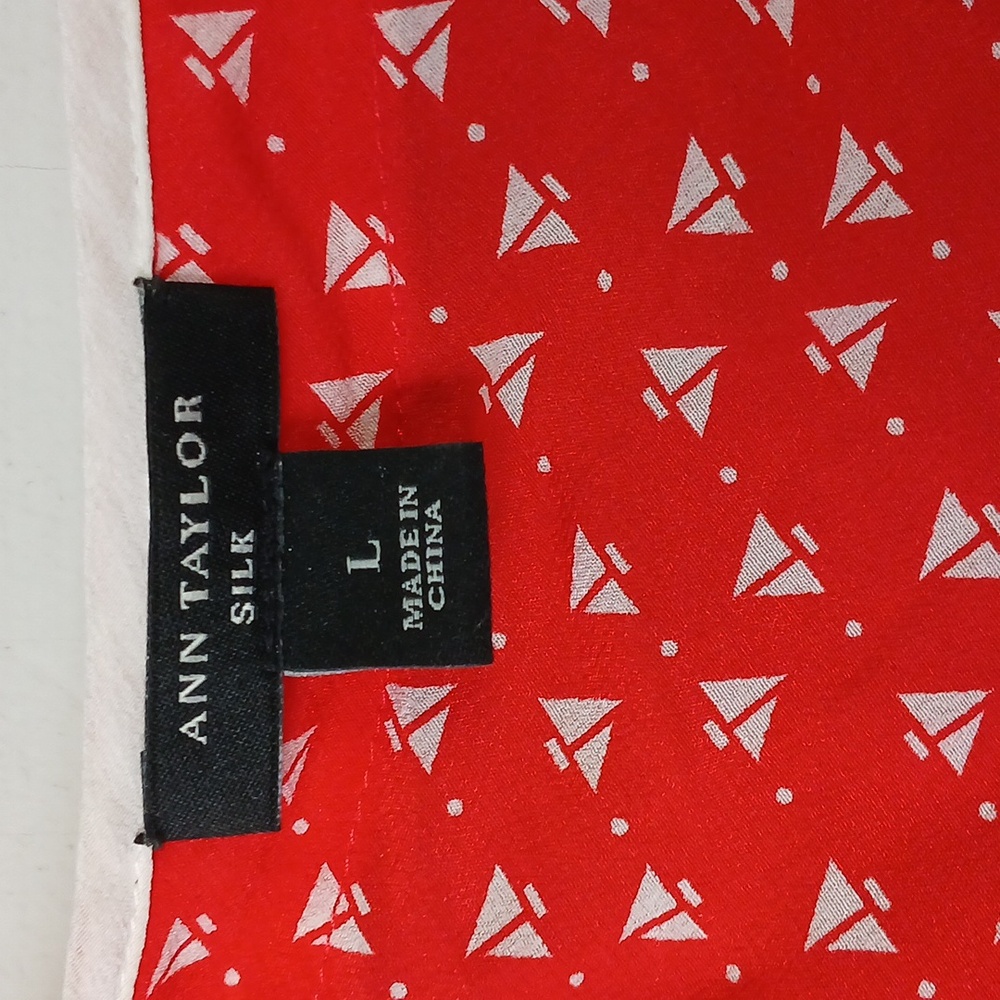 Ann Taylor Silk Red Printed Spaghetti Strap Blouse Cami Size Large - Picture 5 of 10